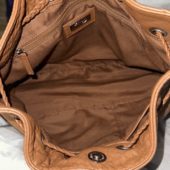 Talbots genuine tan leather bag with braided strap and silver accents cute 🥰 - Picture 7 of 12
